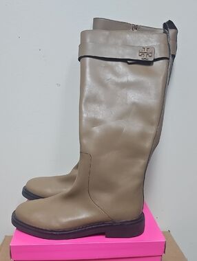 Tory Burch Tall Taupe Leather Over-the-Knee Boots